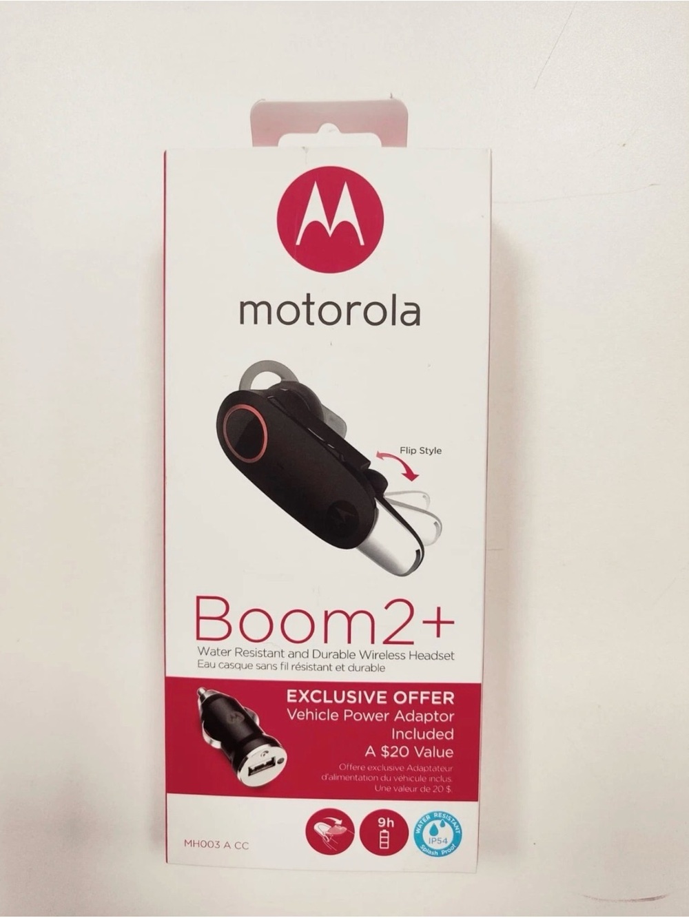 Motorola Boom2+ Wireless Bluetooth Headset Black with Red Accent
